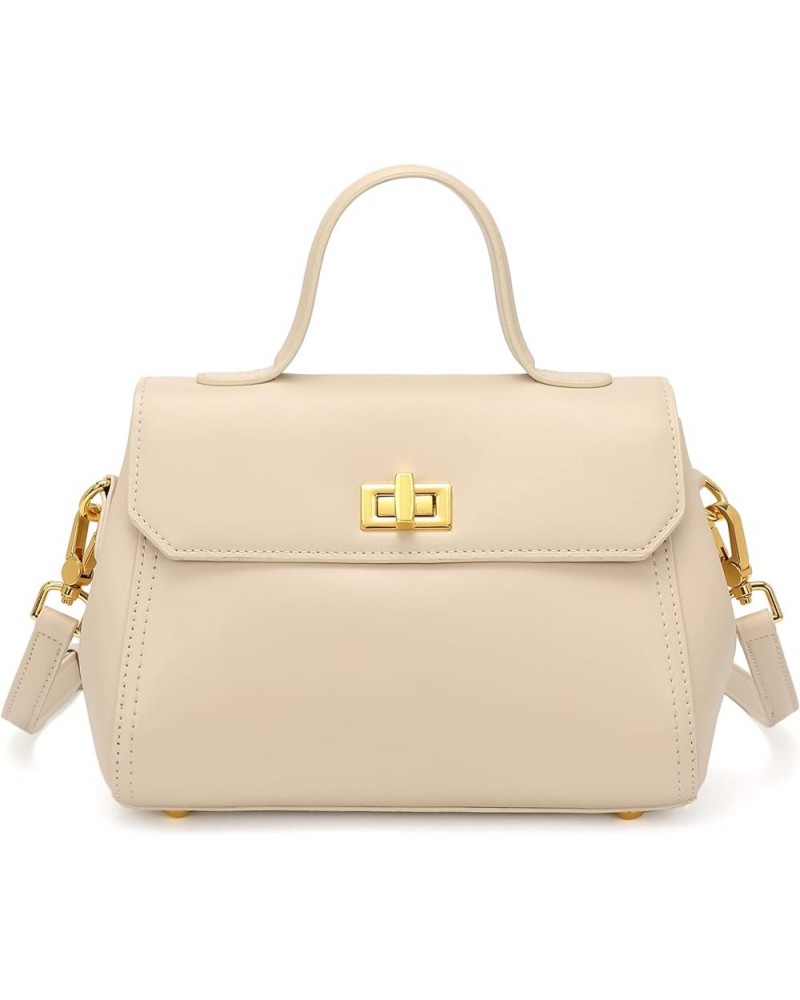 Women Vintage Leather Satchel Adjustable Strap Handbag Detachable Handle Cross Body Shoulder Bag Off-white $33.14 Satchels