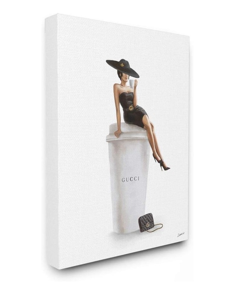 Stylish Fashion Female Pose Coffee Designer Purse, Design by Ziwei Li White Framed, 24x30 24x30 Gallery Wrapped Canvas $32.25...