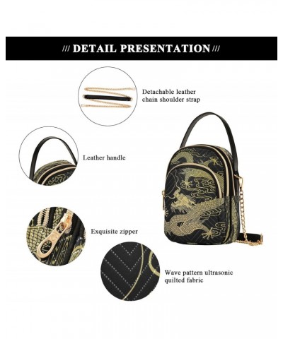 Gold Dragon Japanese Small Chain Crossbody Travel Bag Handbag Cell Phone Purse for Women $10.78 Crossbody Bags