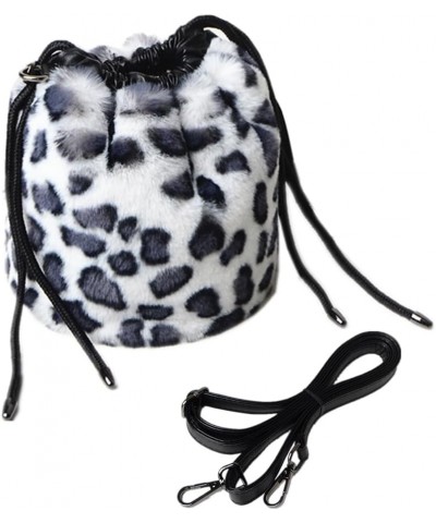 Women Faux Fur Crossbody Shoulder Bag Furry Plush Handbag Leopard Clutch Purse Fashion Gift White $28.00 Shoulder Bags