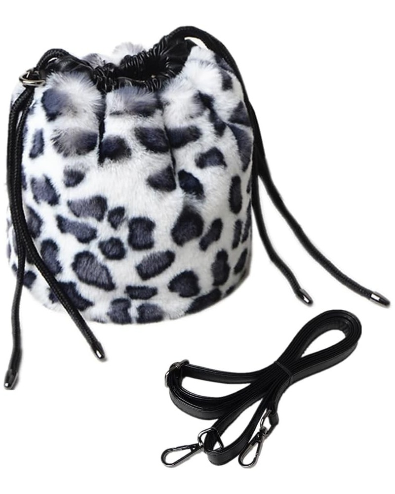 Women Faux Fur Crossbody Shoulder Bag Furry Plush Handbag Leopard Clutch Purse Fashion Gift White $28.00 Shoulder Bags