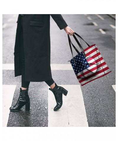 Basketball America Flag Tote Bag Women Shoulder Handbags PU Leather Everyday Bag with External Pocket Large Capacity Aestheti...