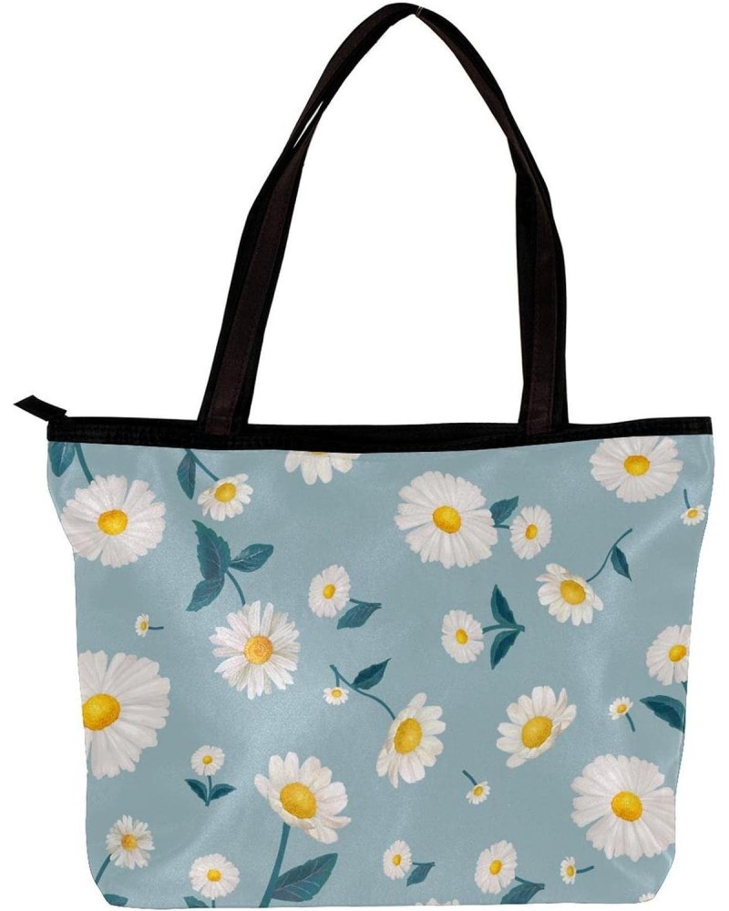 Handbag Daisy Flowers Light Blue Background Size: 11.8x4.1x15.4 inches storage bag Handbag $10.65 Handbags