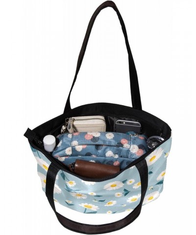 Handbag Daisy Flowers Light Blue Background Size: 11.8x4.1x15.4 inches storage bag Handbag $10.65 Handbags