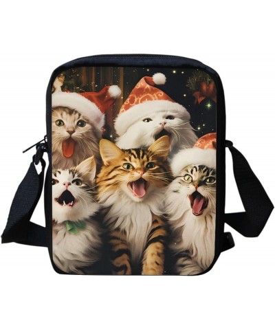 Christmas Bows Print Women's Messenger Bag Crossbody Bags Cellphone Purse Christmas Cat $9.53 Shoulder Bags