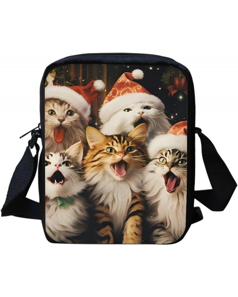 Christmas Bows Print Women's Messenger Bag Crossbody Bags Cellphone Purse Christmas Cat $9.53 Shoulder Bags