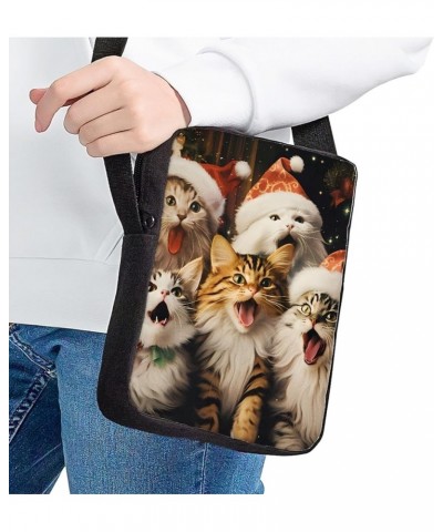 Christmas Bows Print Women's Messenger Bag Crossbody Bags Cellphone Purse Christmas Cat $9.53 Shoulder Bags