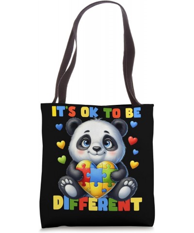 Cute Panda Autism Awareness It's Ok To Be Different Kids Tote Bag $13.24 Totes