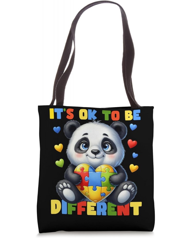 Cute Panda Autism Awareness It's Ok To Be Different Kids Tote Bag $13.24 Totes