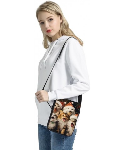 Christmas Bows Print Women's Messenger Bag Crossbody Bags Cellphone Purse Christmas Cat $9.53 Shoulder Bags