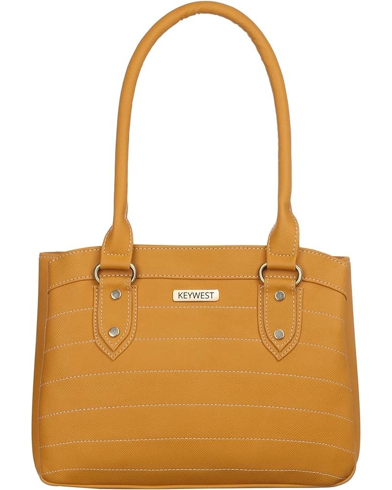 Women's Vegan Leather Laura Handbag (Large) Yellow $19.76 Hobo Bags