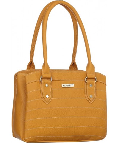 Women's Vegan Leather Laura Handbag (Large) Yellow $19.76 Hobo Bags