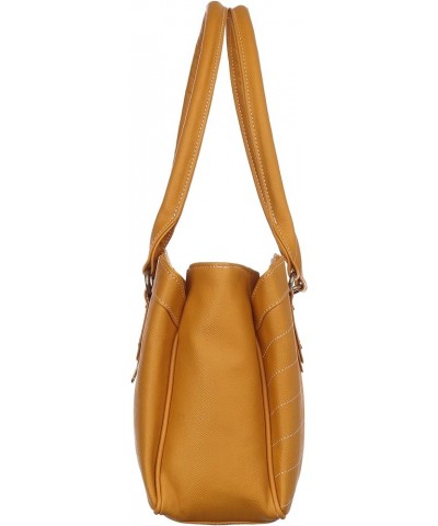 Women's Vegan Leather Laura Handbag (Large) Yellow $19.76 Hobo Bags