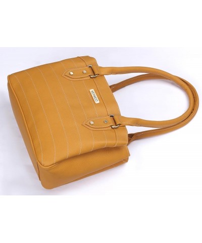 Women's Vegan Leather Laura Handbag (Large) Yellow $19.76 Hobo Bags