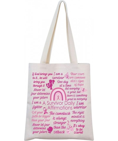 Breast Cancer Awareness Affirmations Tote Bag Breast Cancer Warrior Gift Breast Cancer Survivor Gift Survivordaliy Tote $11.7...