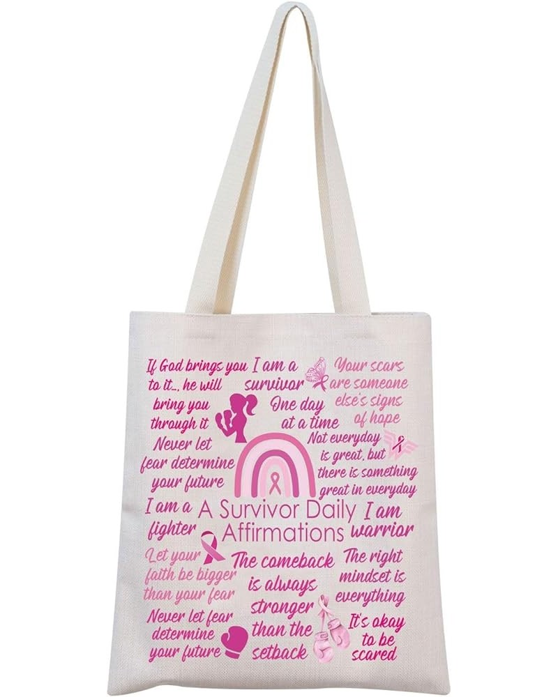 Breast Cancer Awareness Affirmations Tote Bag Breast Cancer Warrior Gift Breast Cancer Survivor Gift Survivordaliy Tote $11.7...