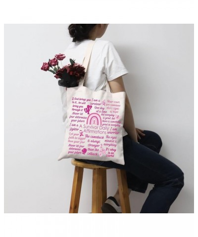 Breast Cancer Awareness Affirmations Tote Bag Breast Cancer Warrior Gift Breast Cancer Survivor Gift Survivordaliy Tote $11.7...