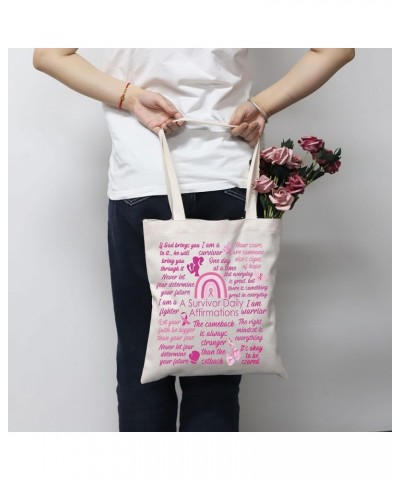 Breast Cancer Awareness Affirmations Tote Bag Breast Cancer Warrior Gift Breast Cancer Survivor Gift Survivordaliy Tote $11.7...