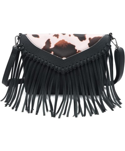 Women PU Leather Hobo Fringe Tassel Cross Body Bag Vintage Shoulder Handbag for Girls Multicoloured $20.31 Totes