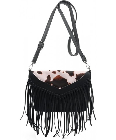 Women PU Leather Hobo Fringe Tassel Cross Body Bag Vintage Shoulder Handbag for Girls Multicoloured $20.31 Totes