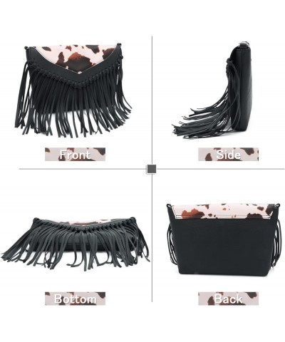 Women PU Leather Hobo Fringe Tassel Cross Body Bag Vintage Shoulder Handbag for Girls Multicoloured $20.31 Totes