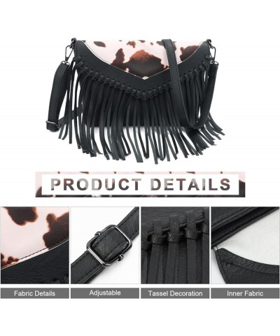 Women PU Leather Hobo Fringe Tassel Cross Body Bag Vintage Shoulder Handbag for Girls Multicoloured $20.31 Totes