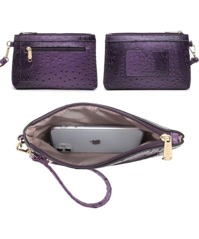 Two Tone Purses and Handbags for Women Tote Bags with Matching Wallet and Shoulder Strap Ostrich Purple $20.25 Totes