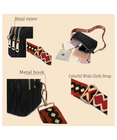 Small Nylon Crossbody Bag for Women lattice Shoulder Handbag Small Phone Purse Satchel Bag Wide Strap Black $14.79 Totes