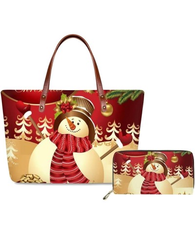 Tote Purse and Wallet Set,Large Handbags Storage Top Handle Shoulder Bag and Long Leather Wallet Christmas 4 $24.50 Satchels