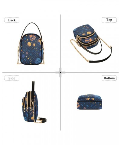 Women's Crossbody Handbags Clutch Phone Purse Planets and Stars Stylish Shoulder Bag with Detachable Chain Strap $13.51 Shoul...