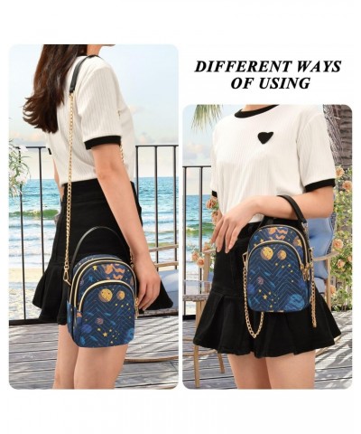 Women's Crossbody Handbags Clutch Phone Purse Planets and Stars Stylish Shoulder Bag with Detachable Chain Strap $13.51 Shoul...