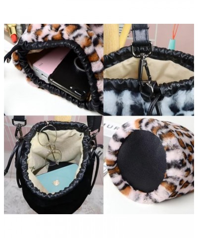 Women Faux Fur Crossbody Shoulder Bag Furry Plush Handbag Leopard Clutch Purse Fashion Gift White $28.00 Shoulder Bags