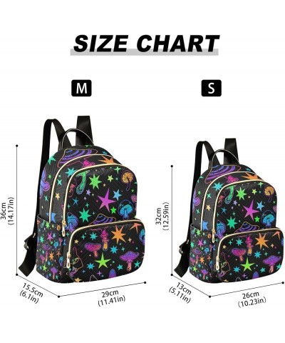 Mushrooms and Stars Colorful Backpack for Women, Anti Theft Backpack Lightweight Small Travel Backpack Shoulder Bag for Work ...