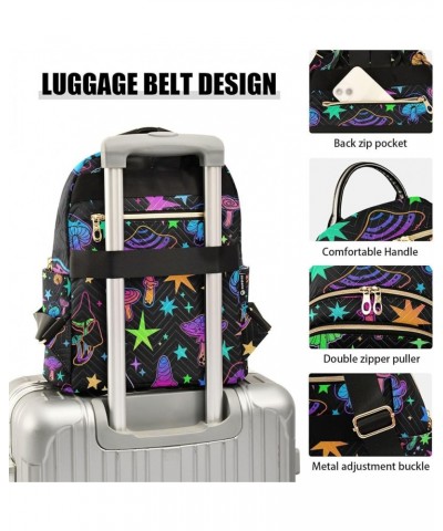 Mushrooms and Stars Colorful Backpack for Women, Anti Theft Backpack Lightweight Small Travel Backpack Shoulder Bag for Work ...