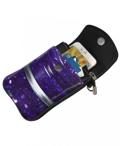 women Small Cell Phone Purse Beautiful Purple Glitter picture Soft, durable and waterproof PU leather Convenient for daily us...