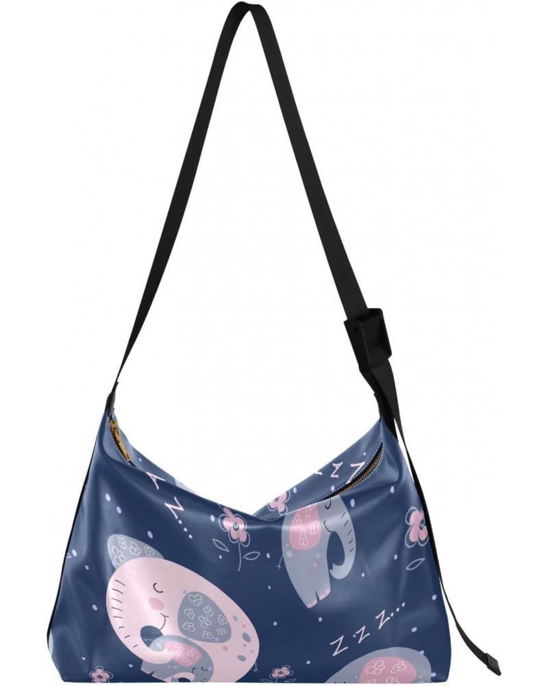 Blue Elephant Tote Bag for Women Large Hobo Bags Crossbody Purse Hobo Purse with Adjustable Strap for Women Men $18.14 Totes