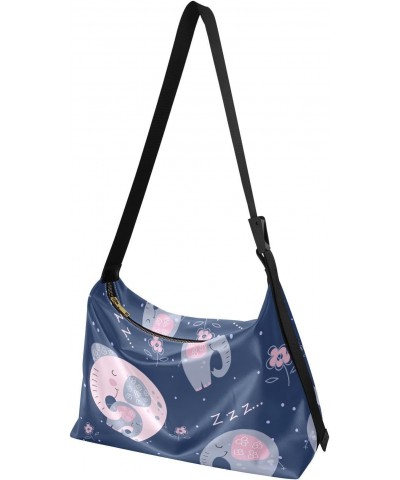 Blue Elephant Tote Bag for Women Large Hobo Bags Crossbody Purse Hobo Purse with Adjustable Strap for Women Men $18.14 Totes