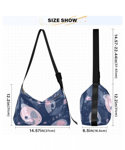 Blue Elephant Tote Bag for Women Large Hobo Bags Crossbody Purse Hobo Purse with Adjustable Strap for Women Men $18.14 Totes