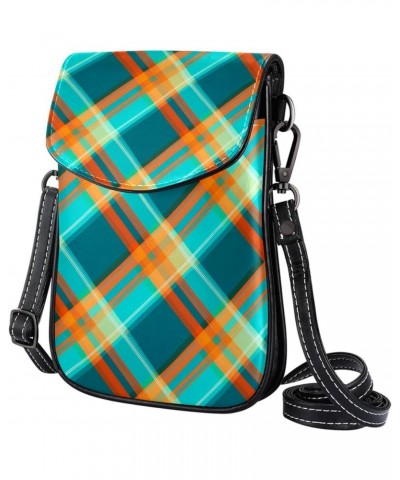 Crossbody Bags for Women,Crossbody Bag Men,Small Sling Bag,Blue and Orange Plaid,Crossbody Purse $15.47 Crossbody Bags