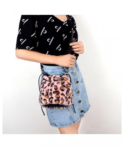 Women Faux Fur Crossbody Shoulder Bag Furry Plush Handbag Leopard Clutch Purse Fashion Gift White $28.00 Shoulder Bags