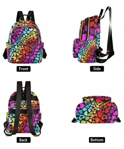 Women Backpack Rainbow Heart Fun Anti-Theft Travel Backpack with Luggage Belt Lightweight Handbag Roomy Double Zipper Weekend...