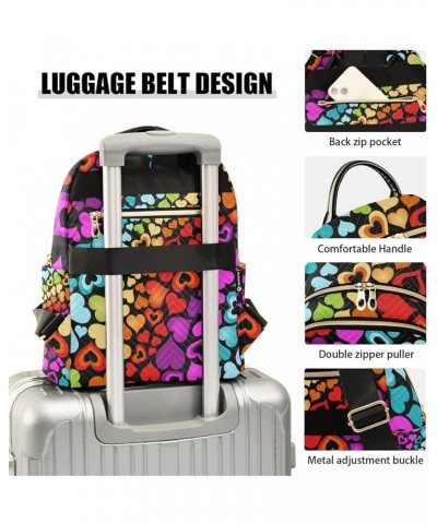 Women Backpack Rainbow Heart Fun Anti-Theft Travel Backpack with Luggage Belt Lightweight Handbag Roomy Double Zipper Weekend...