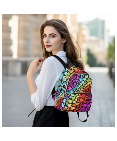 Women Backpack Rainbow Heart Fun Anti-Theft Travel Backpack with Luggage Belt Lightweight Handbag Roomy Double Zipper Weekend...