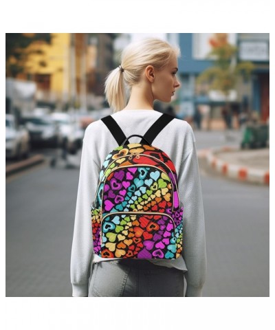 Women Backpack Rainbow Heart Fun Anti-Theft Travel Backpack with Luggage Belt Lightweight Handbag Roomy Double Zipper Weekend...