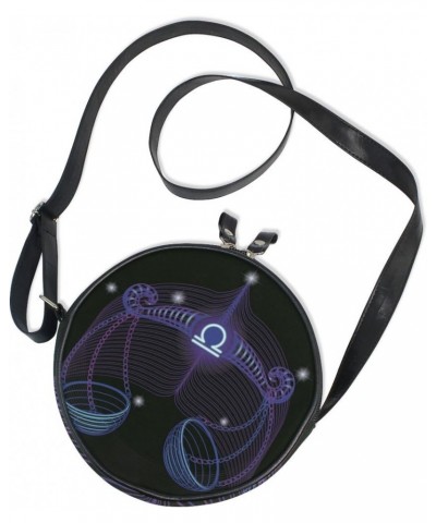 Constellation Zodiac Signs Libra Round Crossbody Bag Messenger Purse $10.12 Wallets