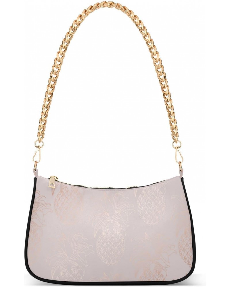 Shoulder Bags for Women, Rose Gold Pineapple Clutch Purse Chain Bag Tote Handbag $14.40 Shoulder Bags