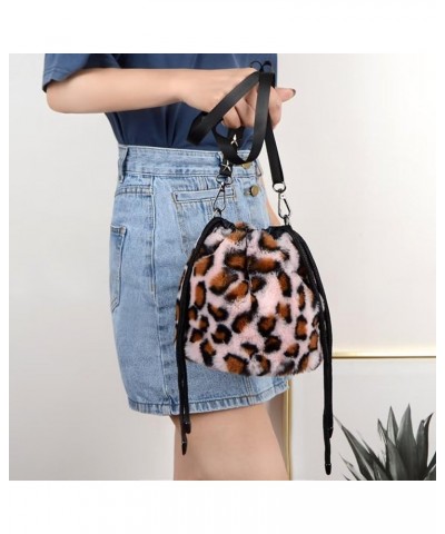 Women Faux Fur Crossbody Shoulder Bag Furry Plush Handbag Leopard Clutch Purse Fashion Gift White $28.00 Shoulder Bags