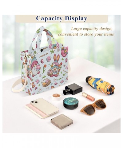 Happy Easter with Cute Gnome and Egg Women's Tote Handbags Top Handle Satchel Shoulder Bag Crossbody Bag S $15.18 Totes