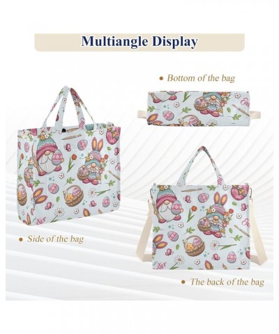 Happy Easter with Cute Gnome and Egg Women's Tote Handbags Top Handle Satchel Shoulder Bag Crossbody Bag S $15.18 Totes