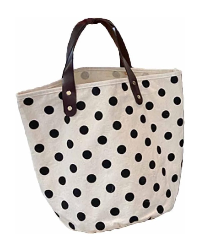 Women Retro Polka Dot Tote Bag Smiley Bucket Bags Canvas Handbag Purse-Smiley S Dots L $22.04 Totes